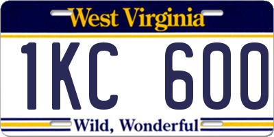 WV license plate 1KC600