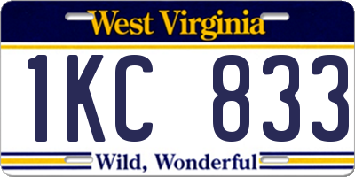 WV license plate 1KC833