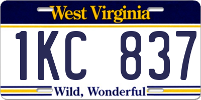 WV license plate 1KC837