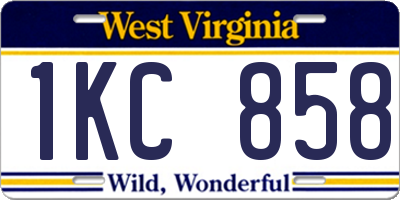 WV license plate 1KC858
