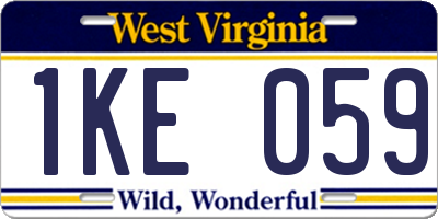 WV license plate 1KE059