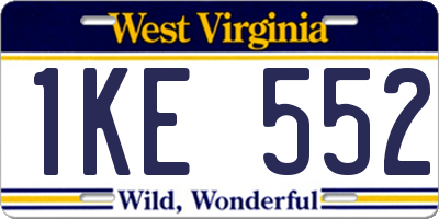 WV license plate 1KE552