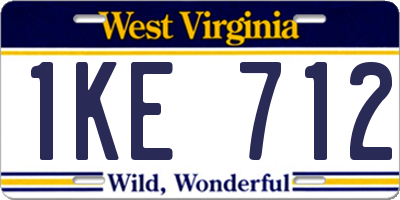 WV license plate 1KE712