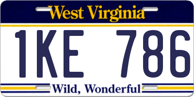 WV license plate 1KE786