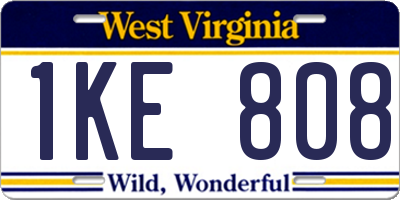 WV license plate 1KE808