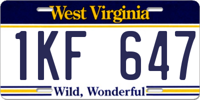 WV license plate 1KF647