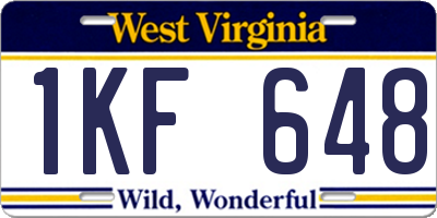 WV license plate 1KF648