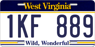 WV license plate 1KF889