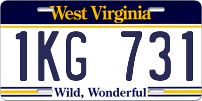 WV license plate 1KG731