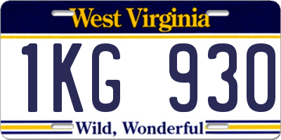 WV license plate 1KG930
