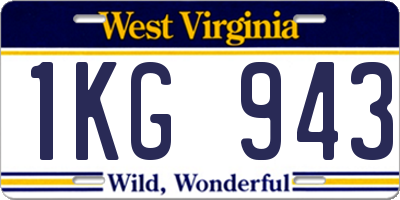 WV license plate 1KG943