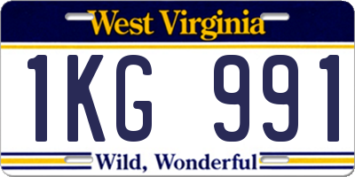 WV license plate 1KG991