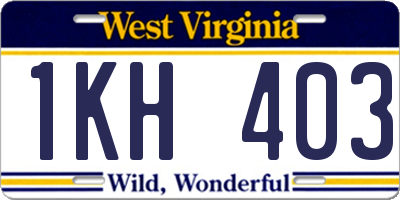 WV license plate 1KH403