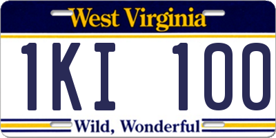 WV license plate 1KI100