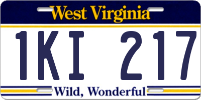 WV license plate 1KI217