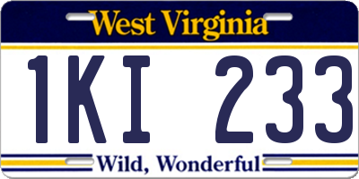 WV license plate 1KI233