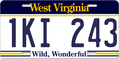 WV license plate 1KI243
