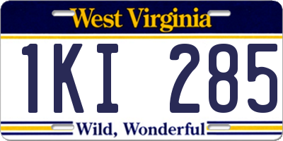 WV license plate 1KI285