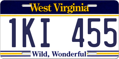 WV license plate 1KI455