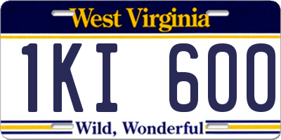 WV license plate 1KI600