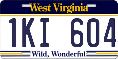 WV license plate 1KI604