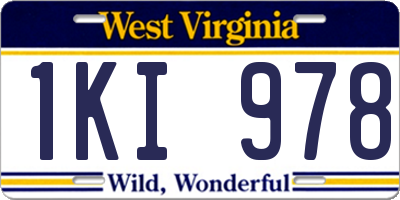 WV license plate 1KI978
