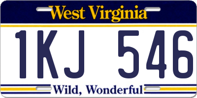 WV license plate 1KJ546