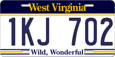 WV license plate 1KJ702