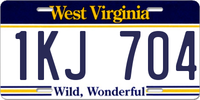 WV license plate 1KJ704