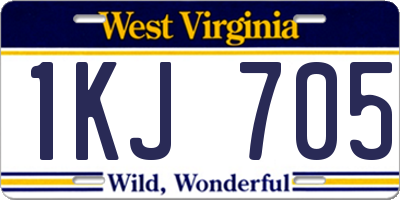 WV license plate 1KJ705