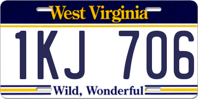 WV license plate 1KJ706