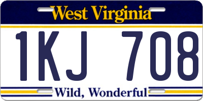 WV license plate 1KJ708