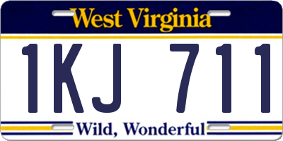 WV license plate 1KJ711
