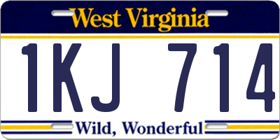 WV license plate 1KJ714