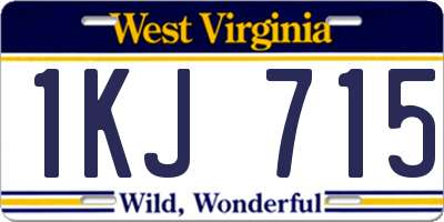 WV license plate 1KJ715