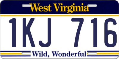 WV license plate 1KJ716