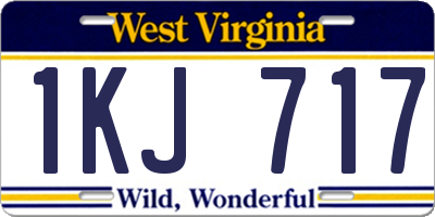WV license plate 1KJ717