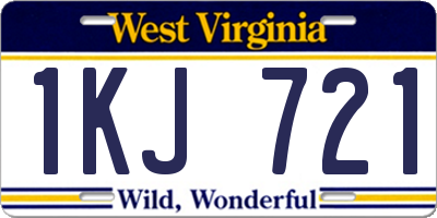 WV license plate 1KJ721