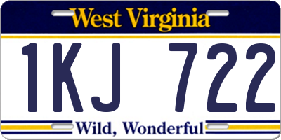 WV license plate 1KJ722