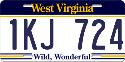 WV license plate 1KJ724