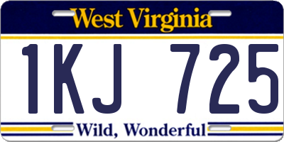 WV license plate 1KJ725