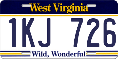 WV license plate 1KJ726