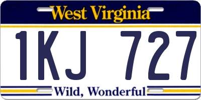 WV license plate 1KJ727