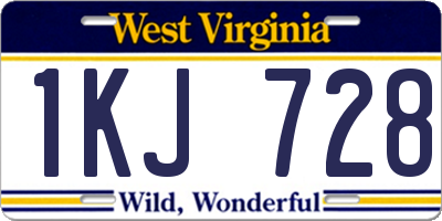 WV license plate 1KJ728