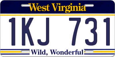 WV license plate 1KJ731