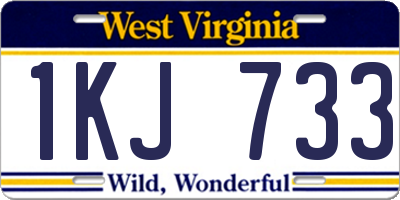 WV license plate 1KJ733
