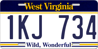 WV license plate 1KJ734