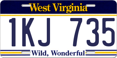 WV license plate 1KJ735