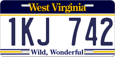 WV license plate 1KJ742