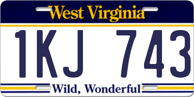 WV license plate 1KJ743
